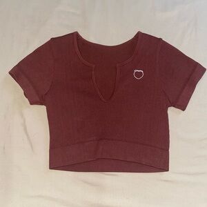 Brown Peach Logo Crop Top